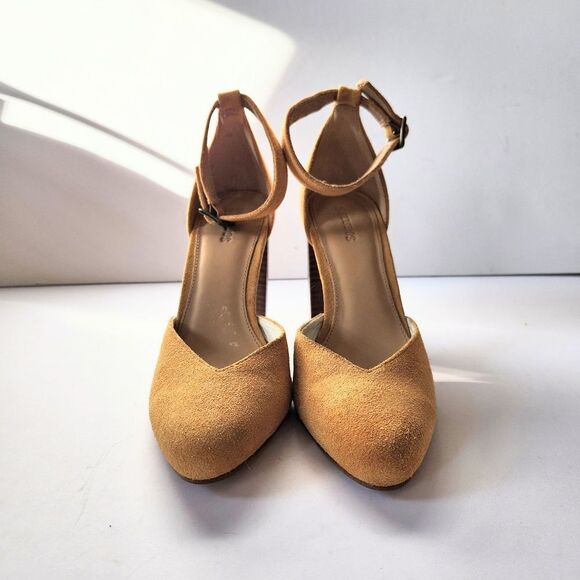 Soludos Collette Women's Golden Yellow Suede Ankle Strap Pumps, Round Toe US8 - Picture 5 of 7
